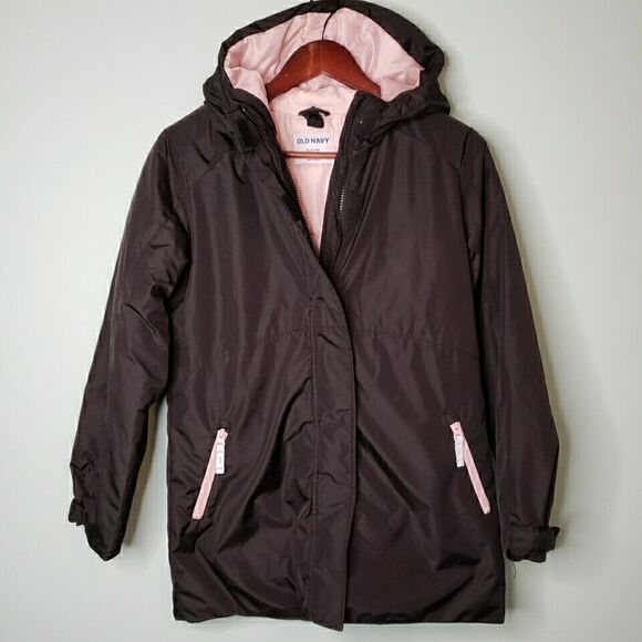 Old Navy Girls Jacket Full Zip Winter Snow Coat Hooded Active Black Sz XL 14 16 - Picture 1 of 16